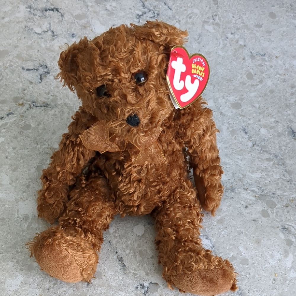 Ty Curly Brown Plush Bear
